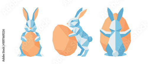 Easter bunny with geometric Easter egg.eps
