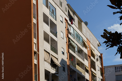Tableau sur toile Modern housing apartment block reflecting Mediterranean architectural heritage in an urban setting