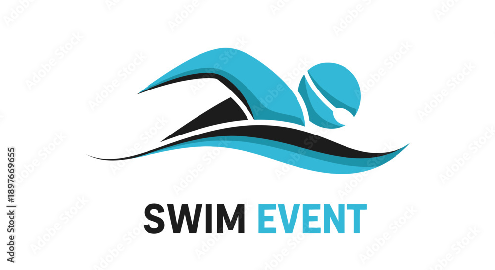 Fototapeta premium Dynamic Aquatic Athlete Icon For Swim Event Promotions And Branding