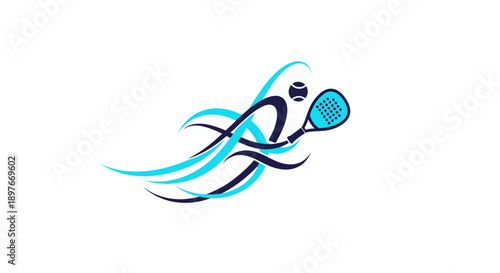 Dynamic Abstract Figure Playing Paddle Tennis With Modern Flair