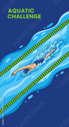 Dynamic Aquatic Challenge Swim Competition Graphic Art