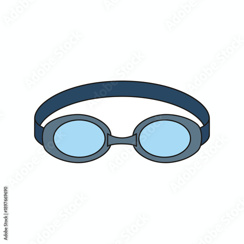 Flat vector illustration of a swimming goggles, summer sport accessory, clean lines, simple shapes, isolated on white background