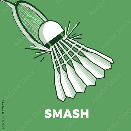 Dynamic Badminton Smash Action Graphic Illustration