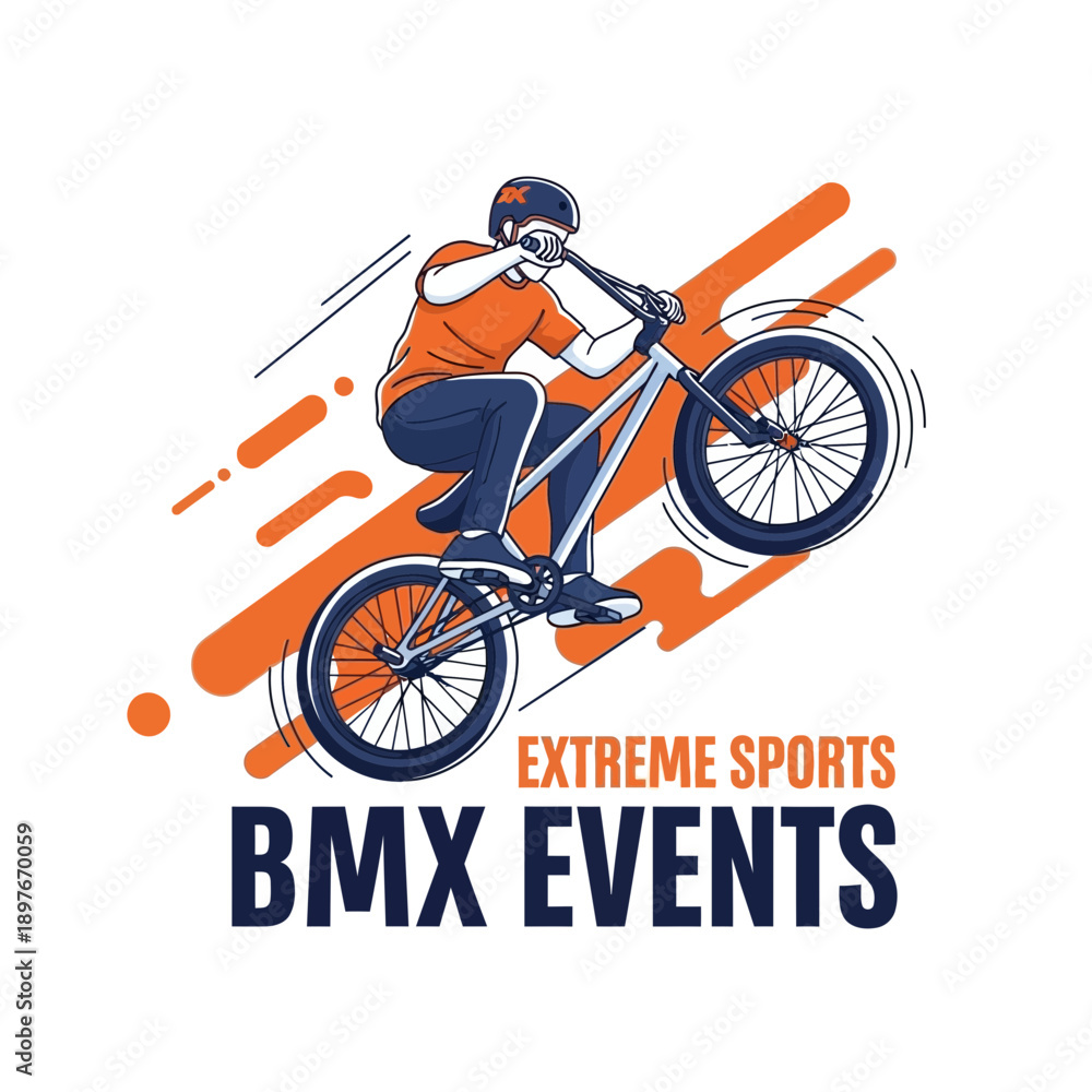 Naklejka premium Dynamic Bmx Rider Performing Stunt Action Extreme Sports Graphic Design