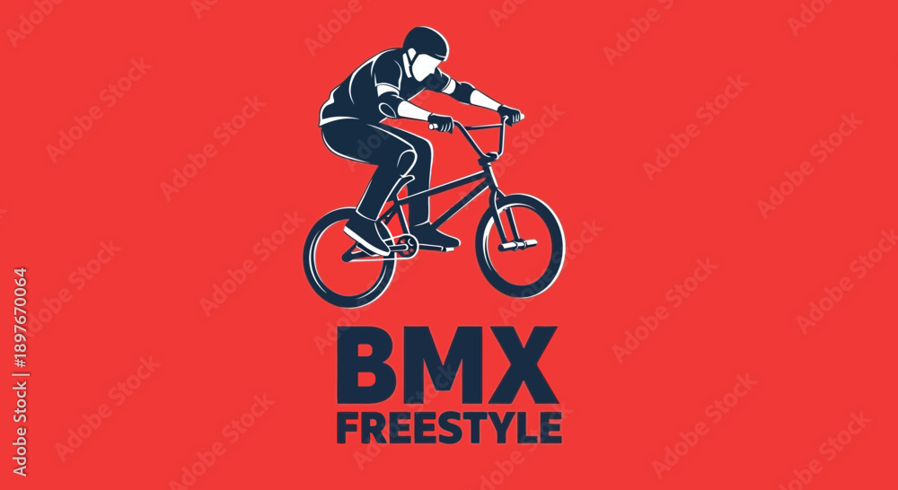 Fototapeta premium Dynamic Bmx Rider Performing Freestyle Tricks On Bicycle