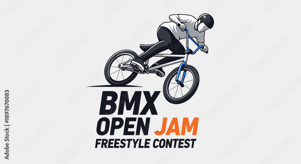 Obraz premium Dynamic Bmx Rider Performing Stunts At Open Jam Freestyle Contest