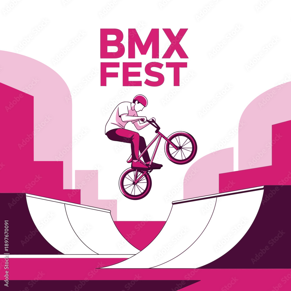 Obraz premium Dynamic Bmx Rider Performs Aerial Stunt At Vibrant Festival Event