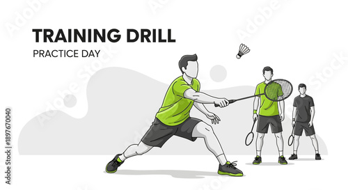 Dynamic Badminton Training Session With Racquets And Shuttlecock