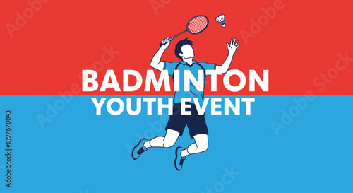 Dynamic Badminton Youth Event Graphic Design Action Shot