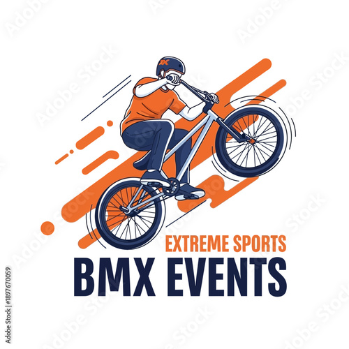 Dynamic Bmx Rider Performing Stunt Action Extreme Sports Graphic Design