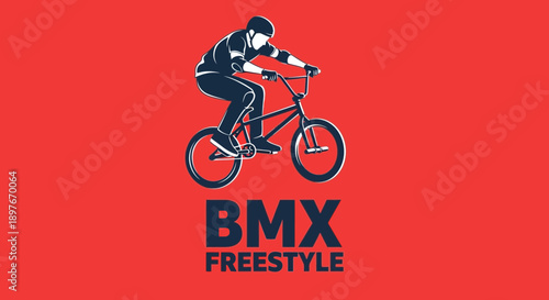 Dynamic Bmx Rider Performing Freestyle Tricks On Bicycle