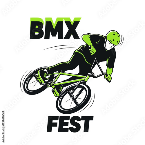 Dynamic BMX Rider Performing Stunt in Mid-Air for a Thrilling Cycling Competition Celebration