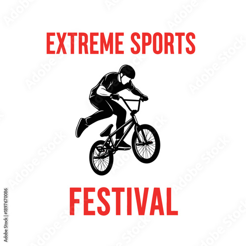 Dynamic Bicycle Stunt Rider Performing At Extreme Sports Festival Event