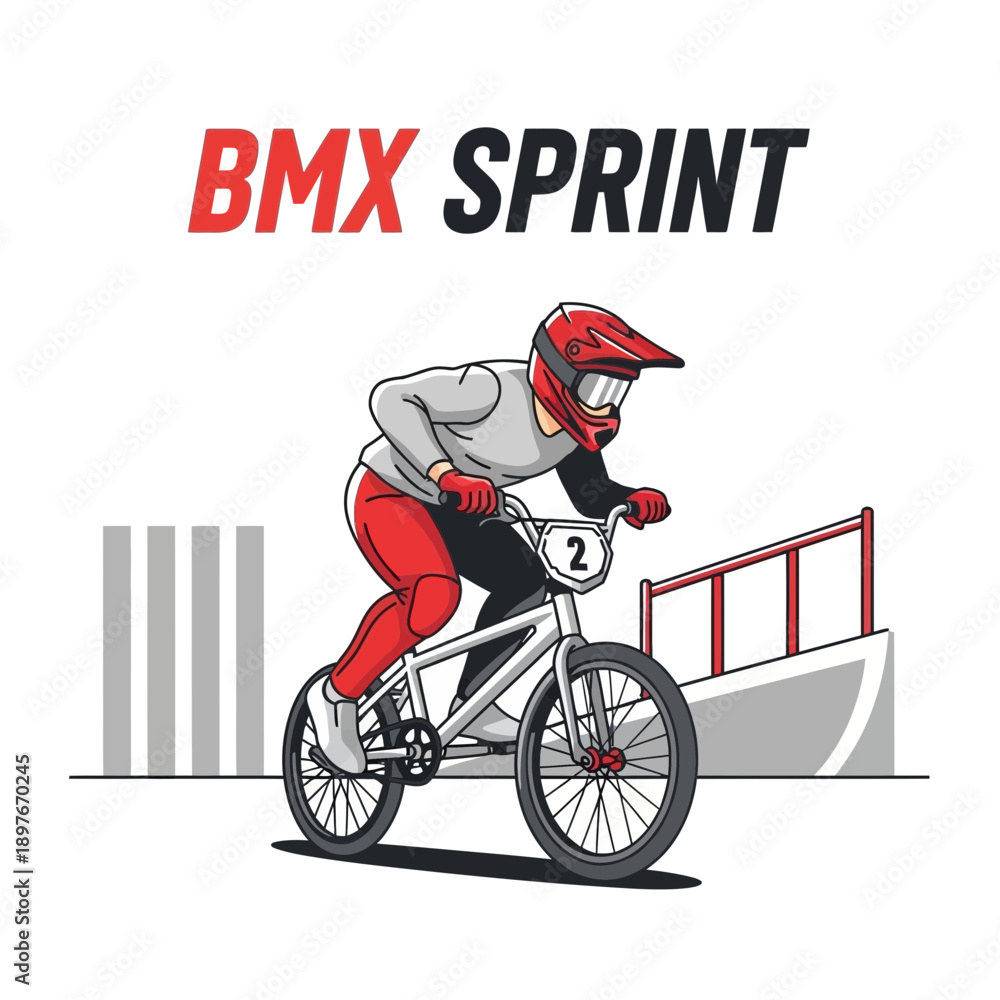Fototapeta premium Dynamic Bmx Rider Accelerating Through Competitive Track Race
