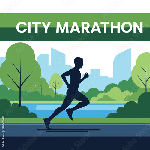 Dynamic City Marathon Runner Silhouette Inspiring Urban Athletic Endeavor