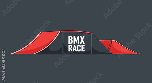 Dynamic Bmx Race Ramp Design With Bold Red Accents