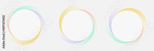 3D white circles frames background set on bright copy space. Colorful lights decoration. vector