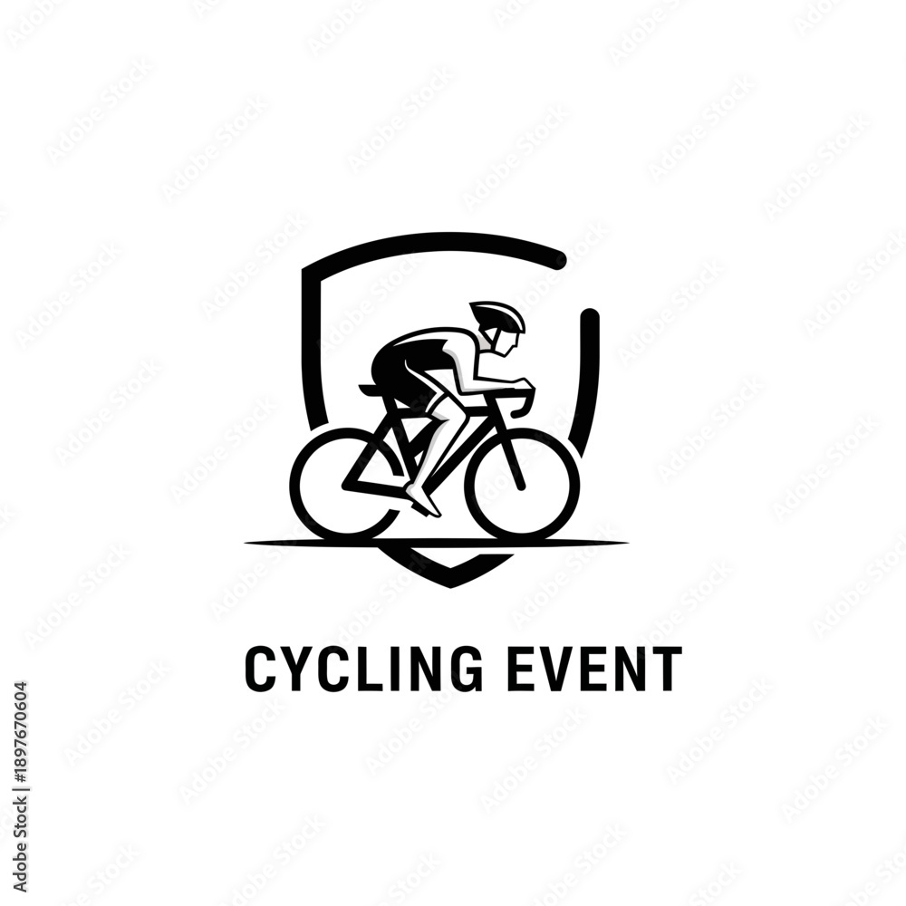 Fototapeta premium Dynamic Cycling Event Emblem Showcasing Endurance And Athletic Prowess On A Shield Design