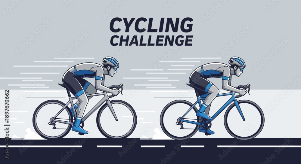 Fototapeta premium Dynamic Duo Competing In A Thrilling Cycling Race