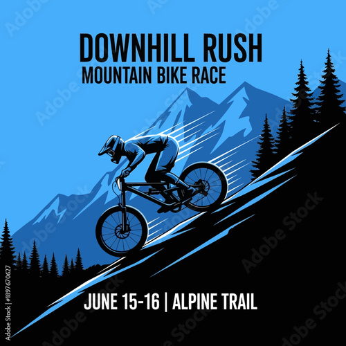Dynamic Downhill Mountain Biking Adventure In Alpine Trails