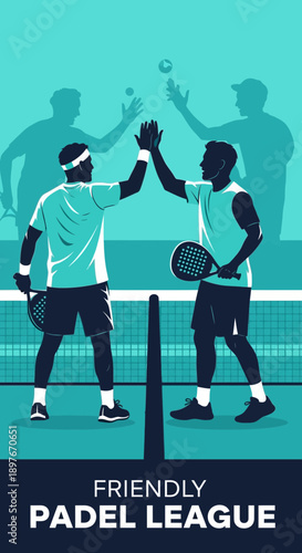 Dynamic Duo Celebrating Victory On Paddle Court