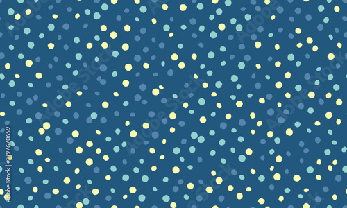 Delightful scattered dots pattern in calming blue and yellow hues.  Perfect for backgrounds, textiles, or playful designs.  Evokes feelings of joy, serenity, and simple elegance.