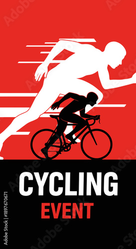 Dynamic Duo Cycling And Running Event Silhouette Graphic