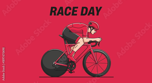 Dynamic Cyclist Competing On Race Day Bicycle Sport Illustration