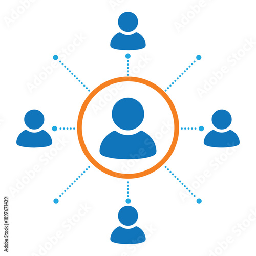 Social Network Connection Icon People Communication and Teamwork Concept.