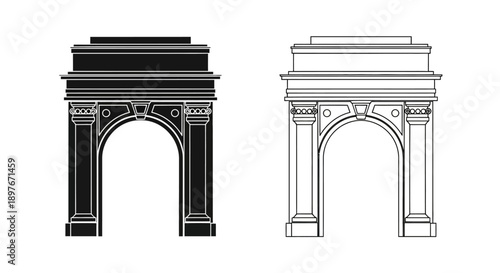 Archway Monument Silhouette and Line Icon