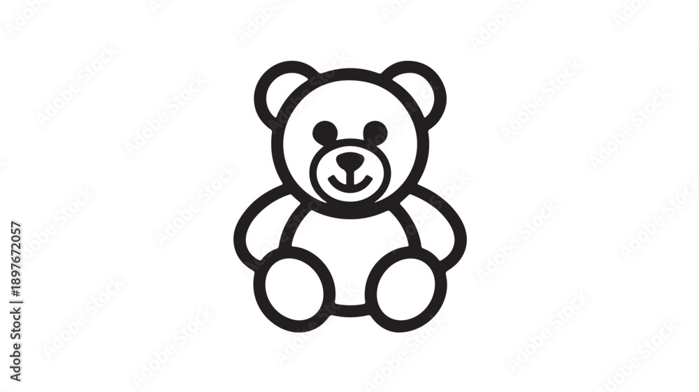 Obraz premium Teddy bear minimalist illustration in black line art on white background for childrens design