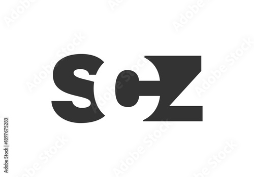 SCZ logo design. Initial letter S C Z bold font style for tech startups, consulting, corporate branding. Creative company name, headlines typography identity, trendy logotype.