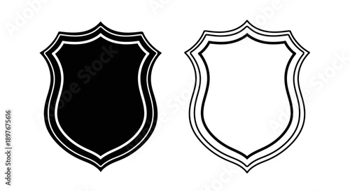 Shield icon, emblem, badge, protection, security, simple vector