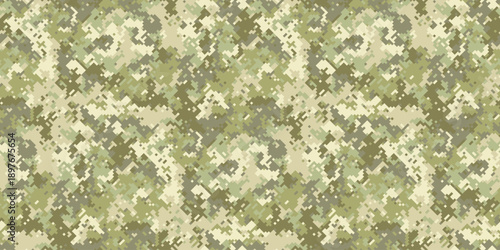 Abstract digital camouflage pattern.  Subtle earth tones blend seamlessly for a versatile design. Ideal for backgrounds, textiles, or militarythemed projects.