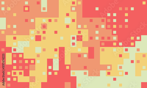 Abstract pixel art background. Warm, vibrant color palette evokes feelings of energy and optimism.  Ideal for websites, presentations, and design projects needing a modern, playful touch.