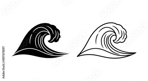 Dynamic Ocean Wave Icon Vector Illustration – Minimalist Sea Water Symbol Flat Design