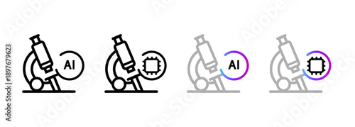 artificial intelligence microscope and laboratory research icon AI scientific equipment biotech engineering medical diagnostic digital science