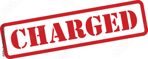 A distinct red rubber stamp impression shows the word CHARGED in a prominent diagonal display on white