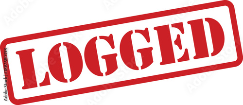 A prominent red rectangular stamp shows the word LOGGED in capital letters on a clean white surface for tracking