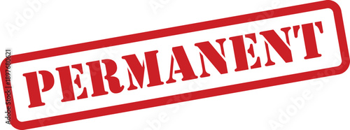 Permanent red rubber stamp on a clean white background indicating a lasting or unalterable status