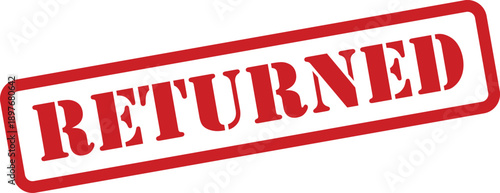 Prominent red returned rubber stamp on a clean white background indicating an item has been sent back