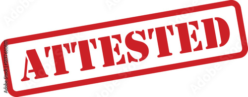 This vibrant red rubber stamp with distressed edges clearly shows the single word ATTESTED on a white page