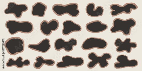 Abstract collection of organic and geometric cutout shapes