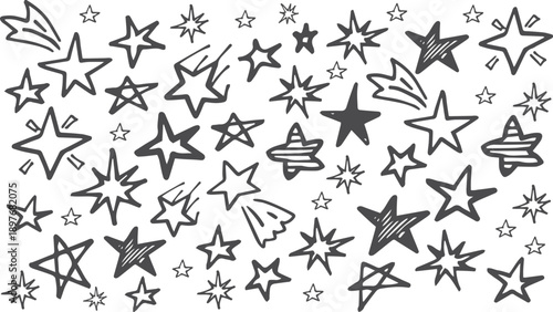 Doodles set of star icons for decoration and celebration