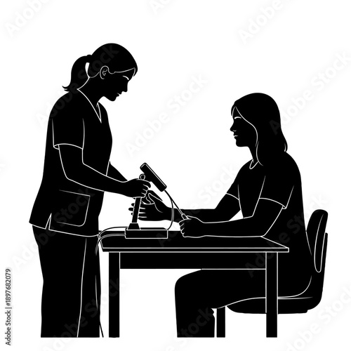 Medical professional taking blood sample from patient.