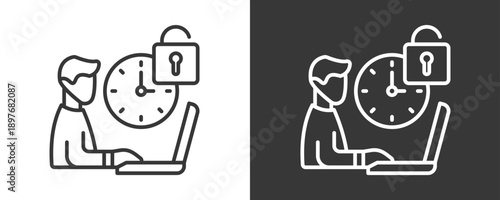 Flextime Icon Set Vector Collection Isolated In Black And White