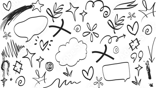 Doodles set of star icons for decoration and celebration
