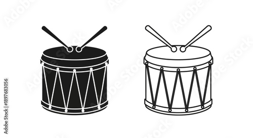 Classic Snare Drum with Sticks Vector Icon for Music Rhythm and Percussion Instrument Design