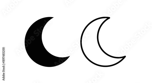 Islamic Crescent Moon Symbol Icon Vector for Religion Ramadan Eid Holy Night Astronomy
