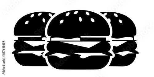 Mini Slider Burgers Icon Black and White Vector
